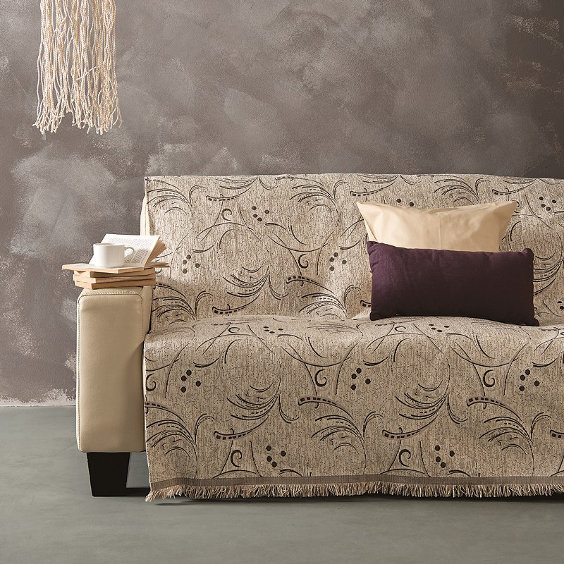Ριχτάρι Σενίλ Ζακάρ Τριθέσιο 180x300εκ. Essential SB HOME (Ύφασμα: Chenille, Χρώμα: Μπεζ) - Sb home - 5206864065079